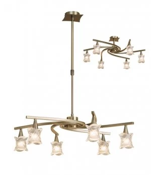 Image of TelescopicCeiling Pendant Semi Flush Convertible 6 Light G9, Antique Brass