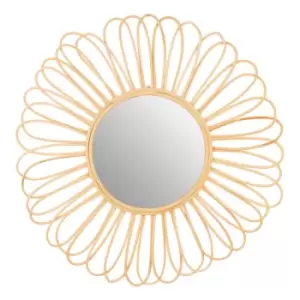 Image of Interiors By Premier Round Wall Mirror - Petal Design Natural Rattan