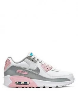 Image of Nike Air Max 90 Leather Junior Trainers - Grey