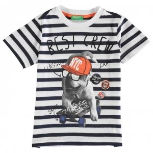 Image of Benetton Stripe Dog T-Shirt - White