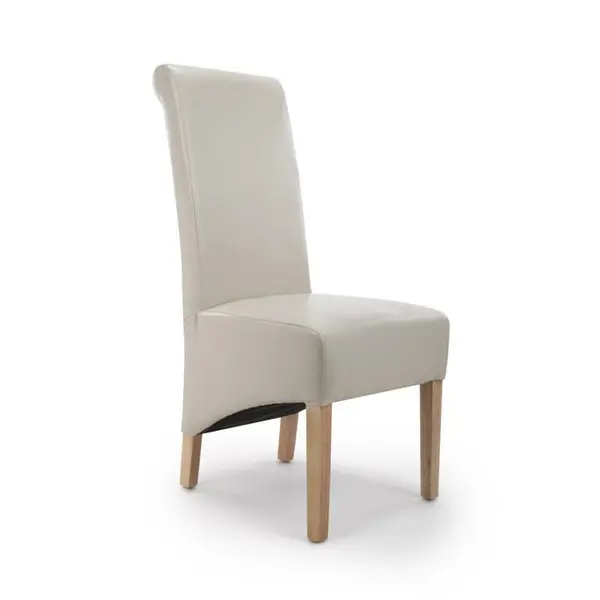 Image of Shankar Krista Roll Back Bonded Leather Ivory Dining Chair - Nude 6747106