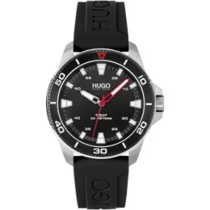 Image of HUGO Streetdiver Mens Black Silicone Strap Watch