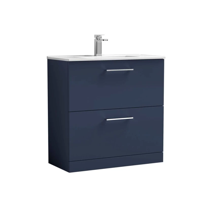 Image of Balterley Bathroom 2 Soft Close Drawer, Floor Vanity Unit Basin, Blue, 800mm in Blue Blue Unisex