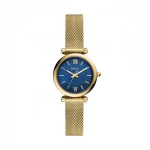 Image of Fossil Blue And Gold 'Carlie Mini' Dress Watch - ES5020