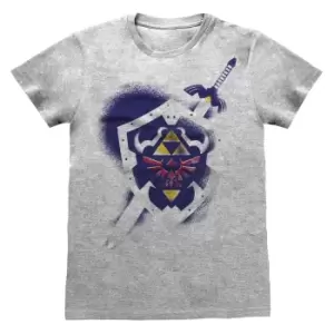 Image of Nintendo Unisex Adult Legend Of Zelda Shield T-Shirt (M) (Grey Heather)