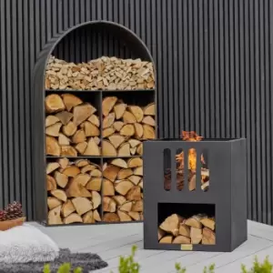 Image of Sculptural Archway Log Storage Black