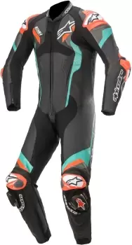 Image of Alpinestars Atem V4 One Piece Motorcycle Leather Suit, black-red-blue, Size 50, black-red-blue, Size 50