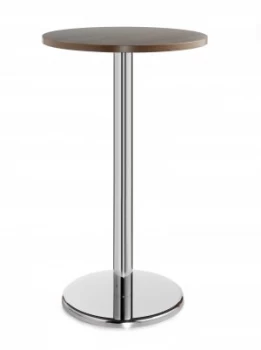 Image of Pisa Circular Poseur Table With Round Chrome Base 800mm - Walnut