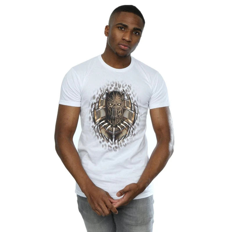Image of Marvel Marvel Men Black Panther Gold Killmonger T-Shirt in White Size: Small White S Male 5057736585153