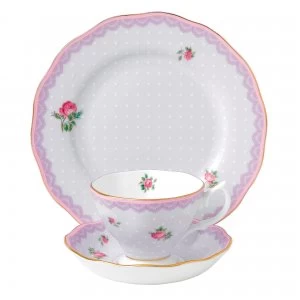 Image of Royal Albert Love lilac teacup saucer 20cm plate 3p set