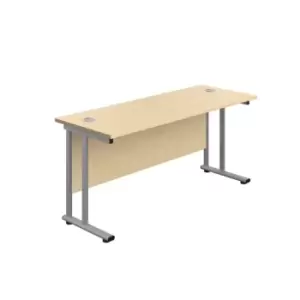 Image of 1400 X 600 Twin Upright Rectangular Desk Maple-Silver