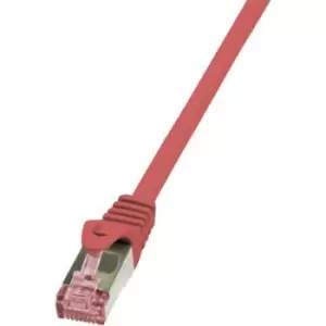 Image of LogiLink CQ2074S RJ45 Network cable, patch cable CAT 6 S/FTP 5m Red Flame-retardant, incl. detent