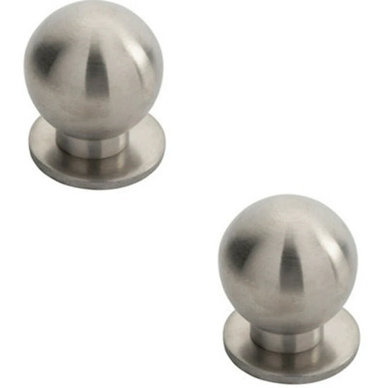 Image of Loops 2x Small Solid Ball Cupboard Door Knob 30mm Dia Stainless Steel Cabinet Handle Metallics unisex