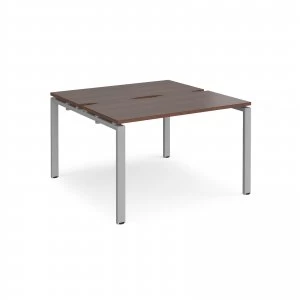 Image of Adapt II Back to Back Desk s 1200mm x 1200mm - Silver Frame Walnut top