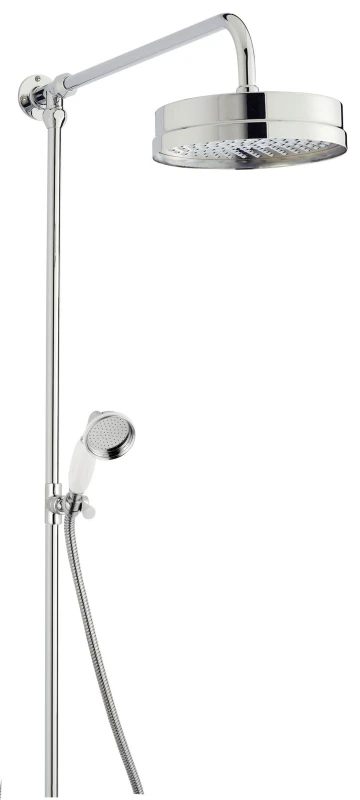 Image of Balterley Luxury Rigid Riser Shower Kit with Fixed Head Handset Chrome White in Silver Silver Unisex