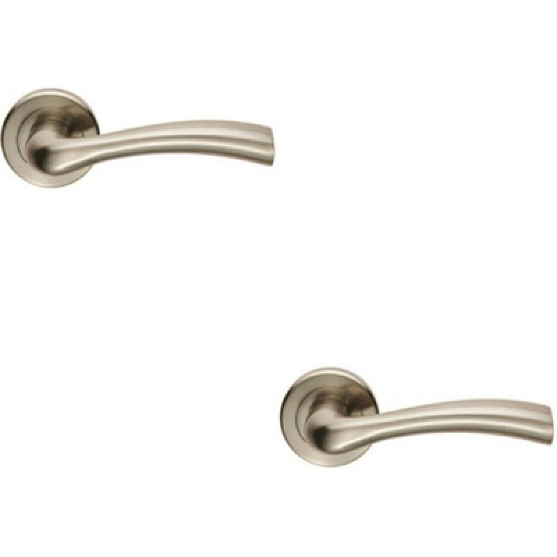 Image of Loops 2x PAIR Curved Flowing Flared Handle Concealed Fix Round Rose Satin Nickel Metallics