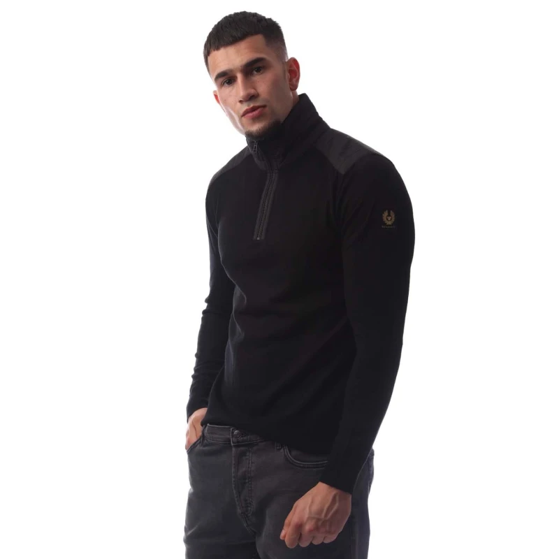 Image of Belstaff Kilmington 1/4 Zip Jumper Black