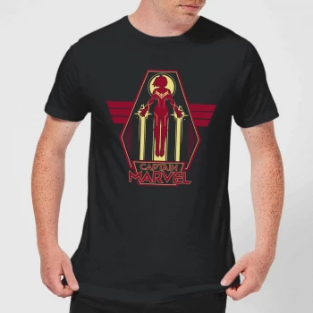 Image of Captain Marvel Flying Warrior Mens T-Shirt - Black - 5XL