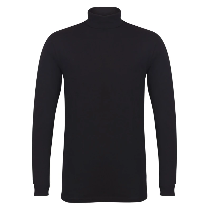 Image of Skinni Fit Mens Feel Good Stretch Roll Neck Top in Black Size: Small Black Male S