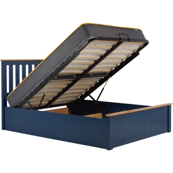 Image of Birlea - 135cm Phoenix Ottoman Bed Navy Blue