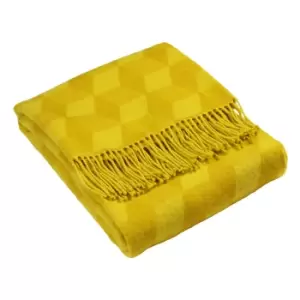 Image of Aspect Geometric Fringed Throw Ochre