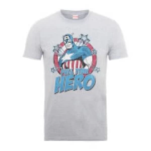 Image of Marvel Comics Captain Amercia Full Time Hero Mens Grey T-Shirt - M