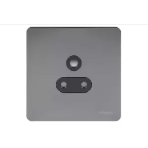 Image of Schneider Electric Ultimate Screwless Flat Plate - Single Unswitched Power Socket, Round Pin, 5A, GU3480BBN, Black Nickel with Black Insert