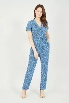 Image of Blue Daisy Print Jumpsuit