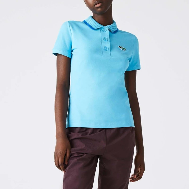 Image of Lacoste Slim Fit Crocodile Organic Cotton Piqu Polo Shirt - Blue Blue 8