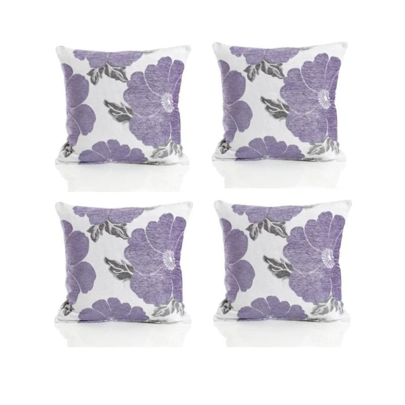 Image of Alan Symonds Poppy Chenille Cushion Set of 4 Purple unisex 45x45cm