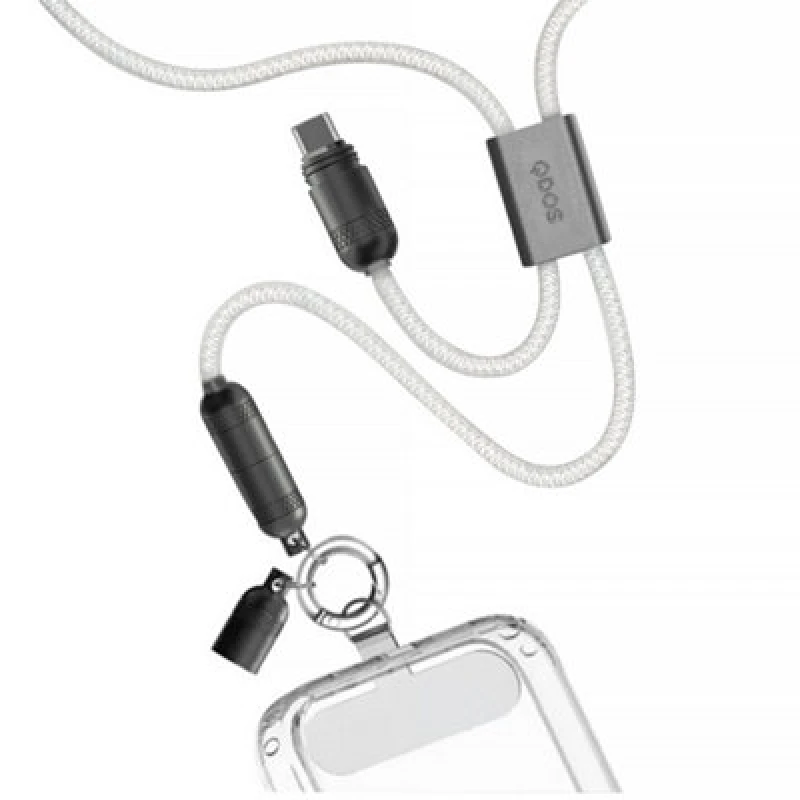 Image of Qdos Powerloop Usb-C Cable/lanyard White