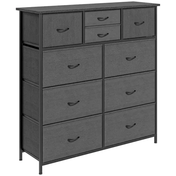 Image of HOMCOM Chest of Drawers 10 Drawer Storage Organizer Unit with Steel Frame Black