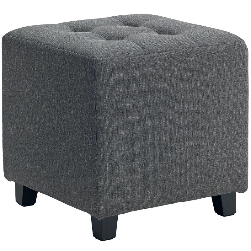 Image of HOMCOM Small Footstool Square Ottoman with Padded Seat for Living Room Grey Grey