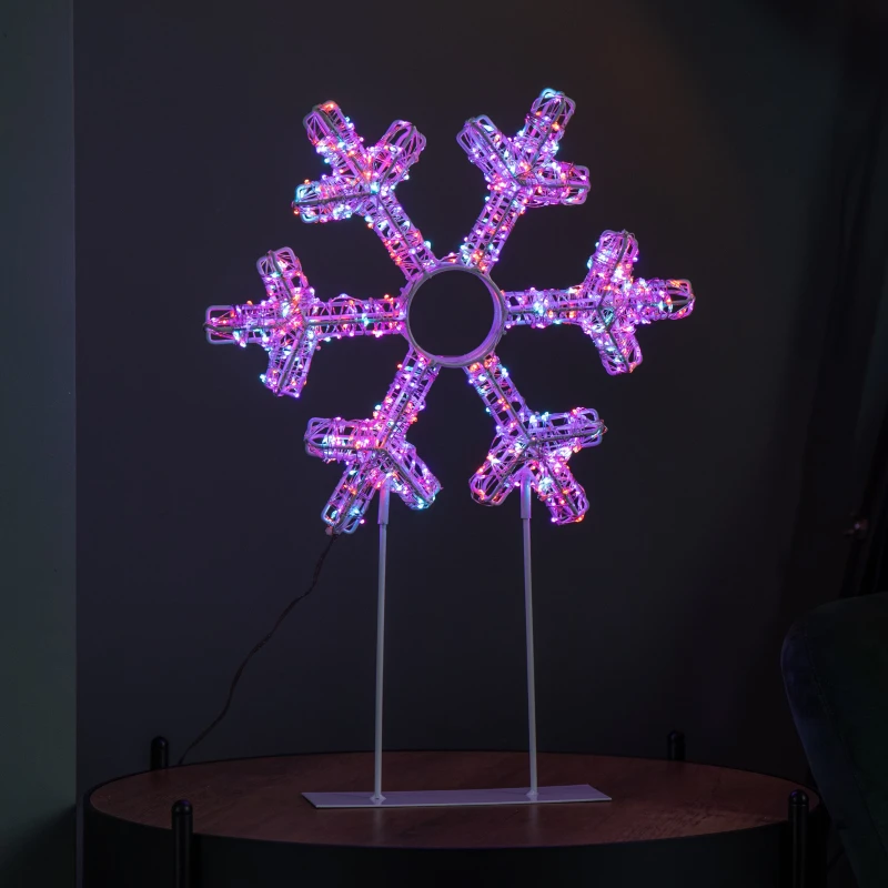 Image of 45cm Light up White Christmas Snowflake on Metal Stand with Twinkling Rainbow LEDs