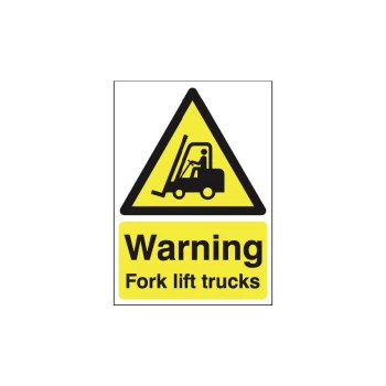 Image of Fork Lift Trucks Rigid PVC Warning Sign - 210 X 297MM