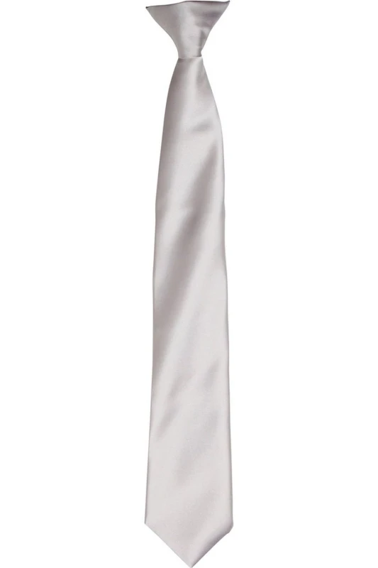 Image of Premier Premier Satin Tie in Silver Silver One Size Unisex 5063470360567