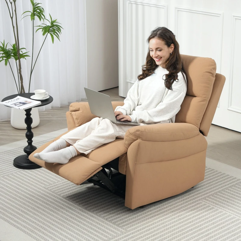 Image of HOMCOM Recliner Chair Reclining Chair with Adjustable Leg Rest Light Brown