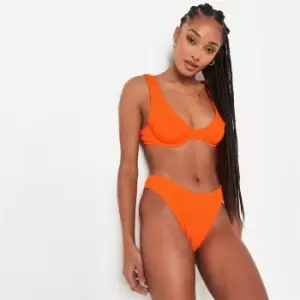 Image of Missguided Crinkle Boomerang Bikini Bottoms - Orange