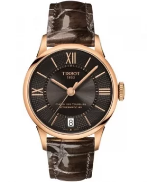 Image of Tissot Chemin Des Tourelles Bronze Dial Brown Leather Strap Womens Watch T099.207.36.448.00 T099.207.36.448.00