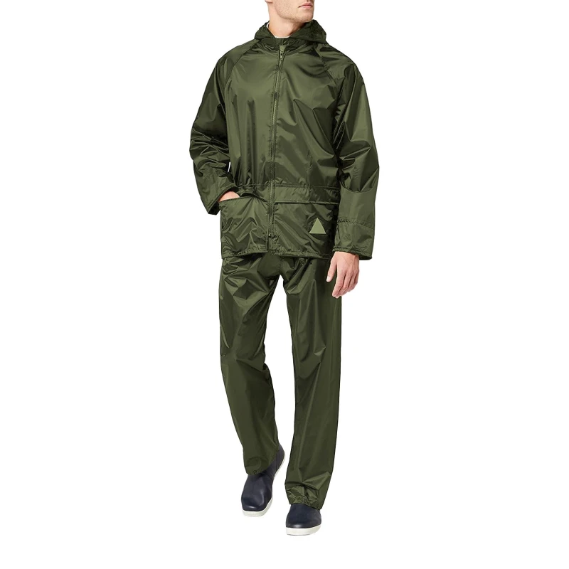 Image of Result Result Men Heavyweight Waterproof Rain Suit (Jacket & Trouser Suit) in Olive Size: Small Olive S Male 5054171285174