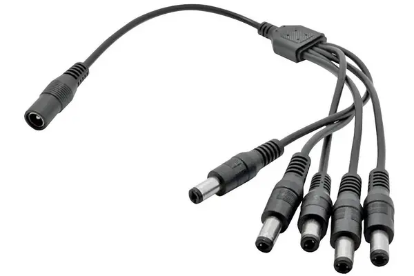 Image of Maplin Maplin 5 Way Power Splitter Cable DC 1x Female 5x Male 5.5 x 2.1mm Plug for CCTV - Black 686PAM