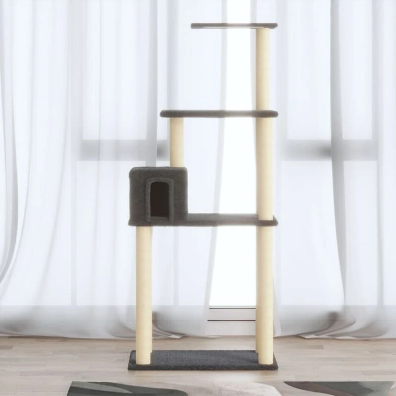 Image of VIDAXL Vidaxl - Cat Tree with Sisal Scratching Posts Dark Grey 147cm 8720286706053