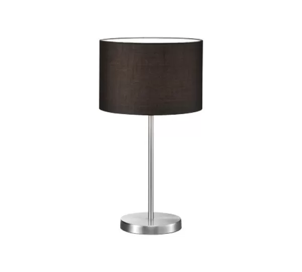 Image of Hotel Modern 30cm Table Lamp with Round Shade Nickel Matt with Black Shade