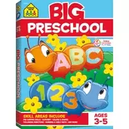 Image of school zone big preschool workbook 320 pages ages 3 to 5 colors shapes numb