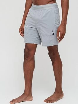 Image of Nike Train Dry Fit Flex Yoga Shorts - Grey/Black, Grey/Black, Size S, Men