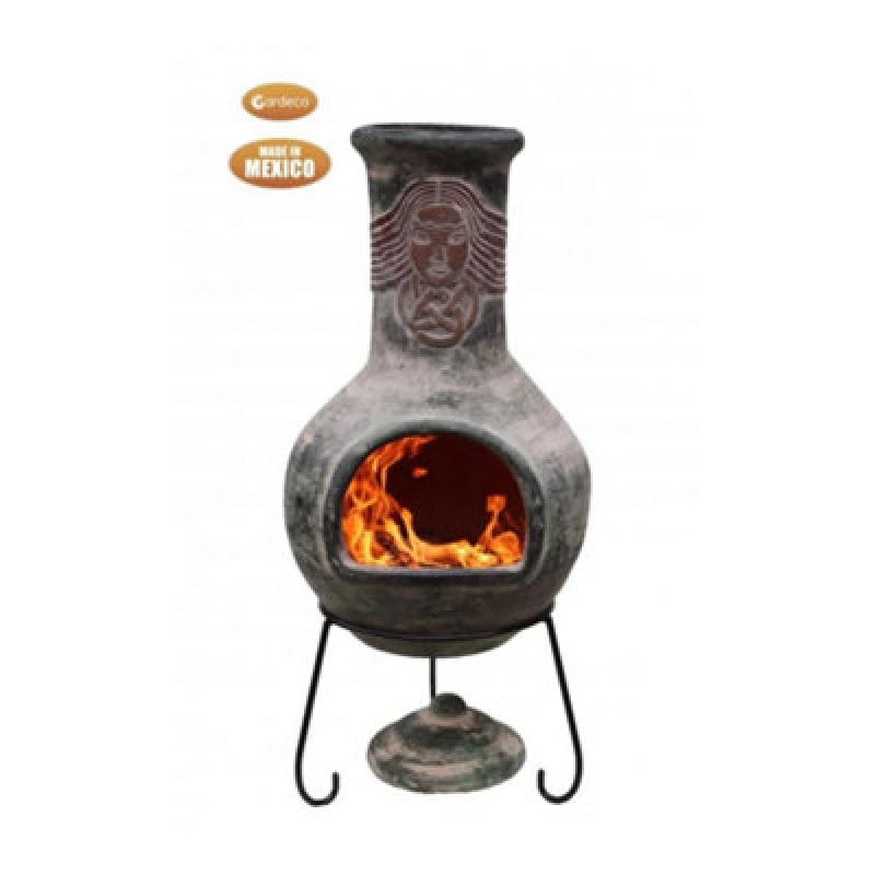 Image of Gardeco Boudicca Extra-Large Mexican Chimenea, Inc Stand & Lid