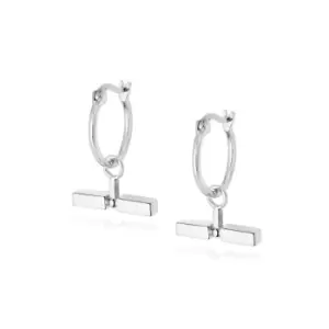 Image of Daisy London Jewellery 925 Sterling Silver Stacked T Bar Earrings Sterling Silver