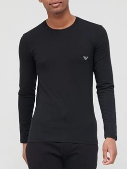 Image of Emporio Armani Shiny Logo Band Long Sleeve T-Shirt Black Size S Men