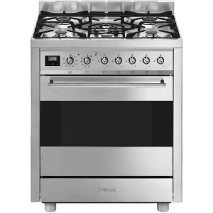 Image of SMEG C7GPX9 Symphony 70cm Pyrolytic Dual Fuel Range Cooker Stainless Steel