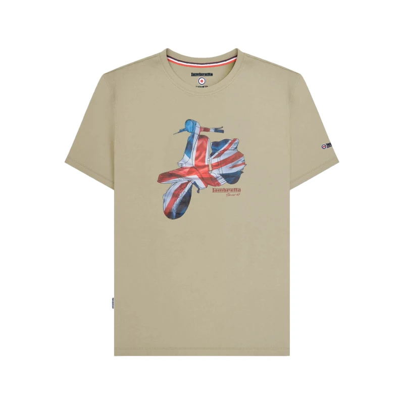 Image of Lambretta Lambretta Men SS25 Scooter T-Shirt in Stone Size: Medium Stone M Male 5063703651790